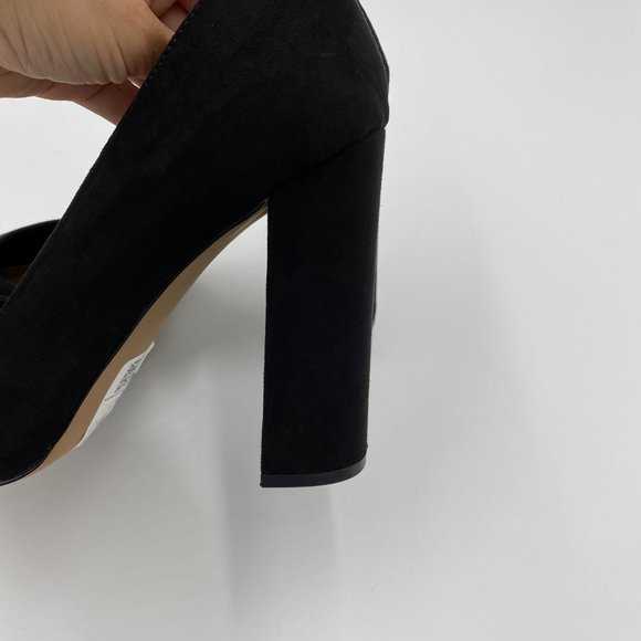ASOS Black Pointed Toe Heel Pumps D’orsay Suede Block Heel NWOT - Picture 7 of 10